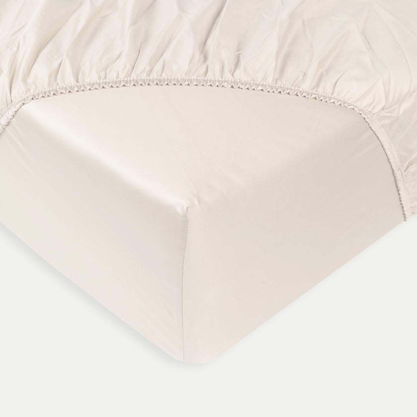 Egyptian Cotton Fitted Sheet Sateen 400TC | Cream | Outlet