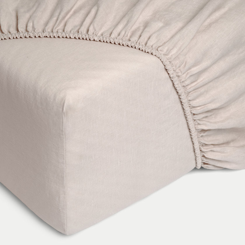 Duvet Cover Set & Fitted Sheet Washed Linen | Oat