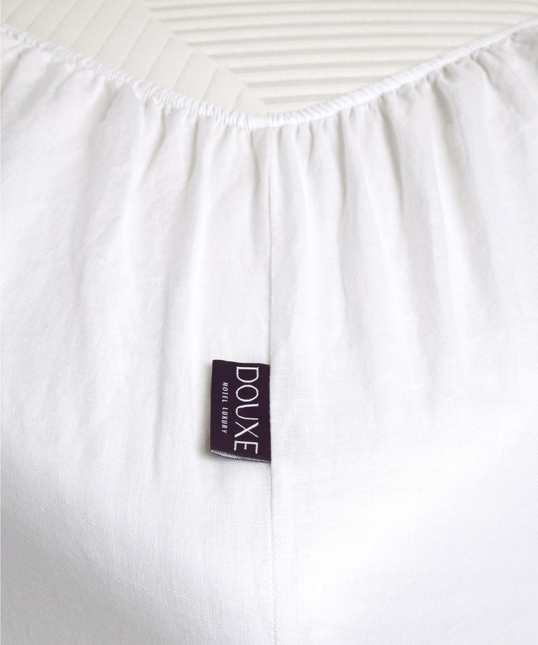 Fitted Sheet 100% Washed Linen | White