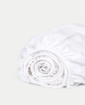 Fitted Sheet 100% Washed Linen | White