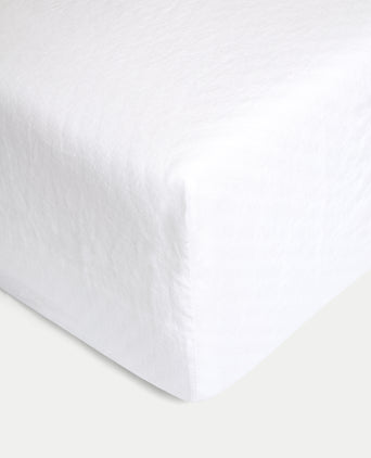 Duvet Cover Set & Fitted Sheet Washed Linen | White