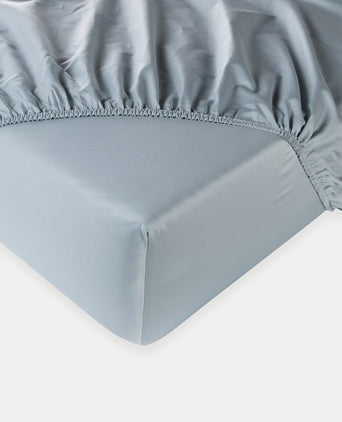 Egyptian Cotton Sateen Fitted Sheet 400TC | Misty Blue | Outlet