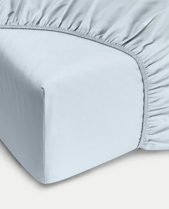 Kids Fitted Sheet Egyptian Cotton Percale 400TC Pastel Blue - Petit Hôtel