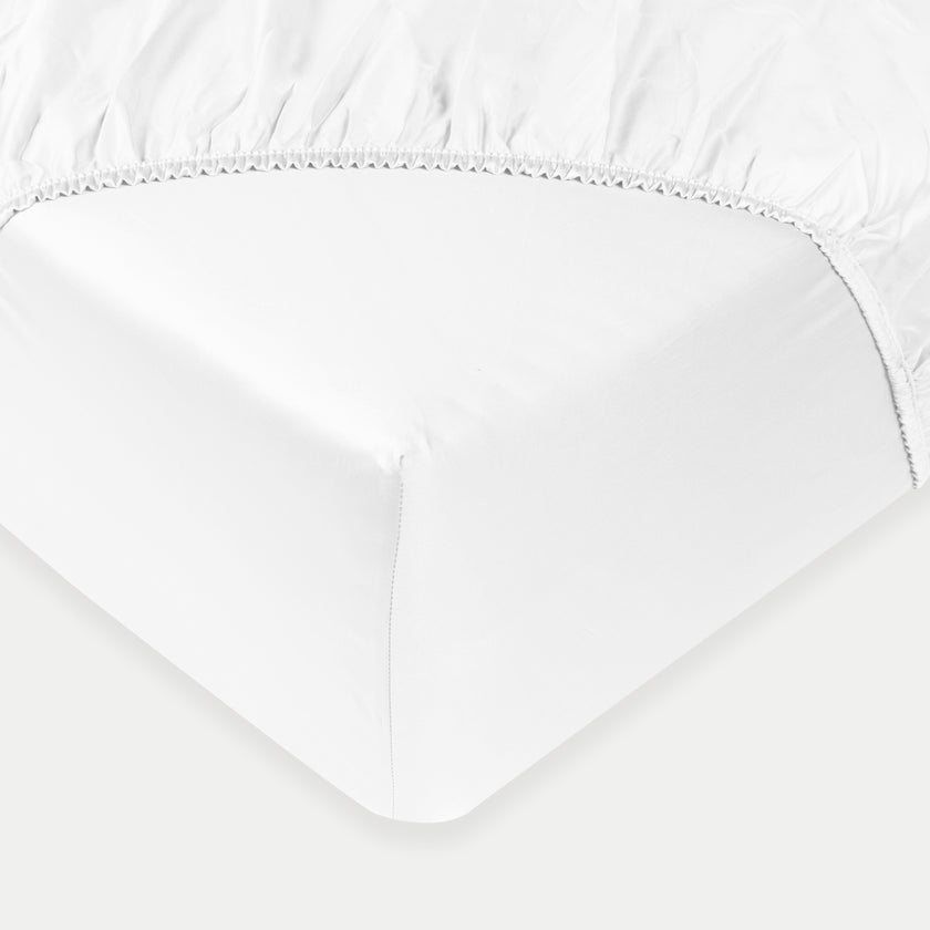 Duvet Cover Set & Fitted Sheet Egyptian Cotton Percale | Carmel White