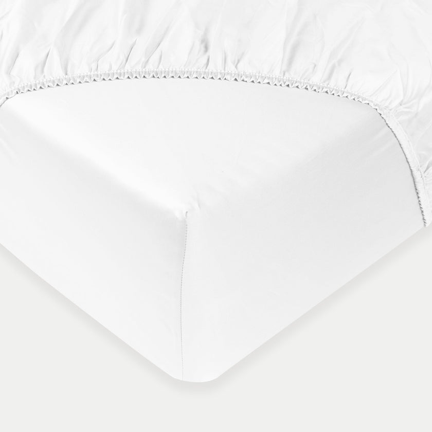 Kids Fitted Sheet Egyptian Cotton Percale 400TC White - Petit Hôtel