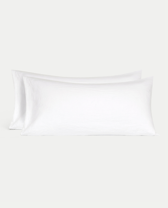 Set of 2 Pillowcases Washed Linen | White