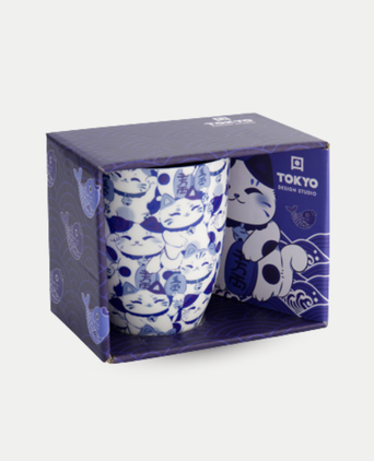 Tokyo Design Studio – Kawaii Blue Maneko Mug (with Gift Box)