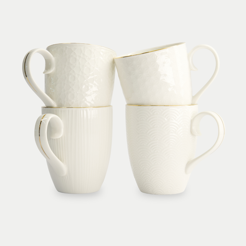 Tokyo Design Studio – Nippon White Gold Rim Mug Set (4-piece)