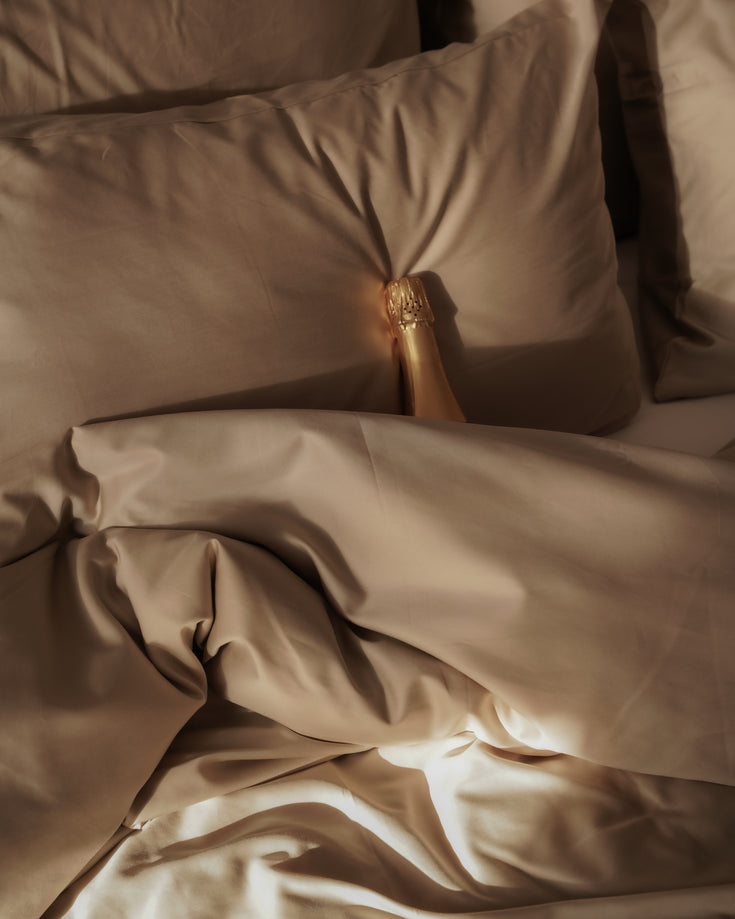 Duvet Cover Set & Fitted Sheet Egyptian Cotton Sateen | Champagne